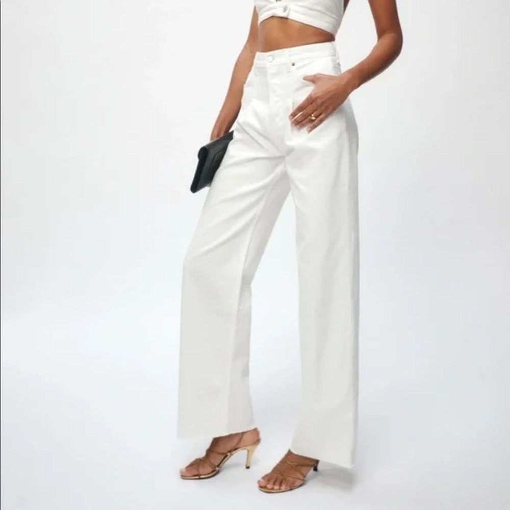 Reformation pleated reworked High Waist wide leg Jeans